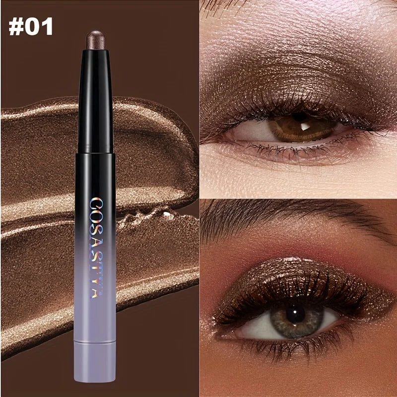 Brown Neutral Metal Eye Shadow Stick, Magic Color Cream Shimmer Crayon, Eye Whitening Stick, Highlight Pen, Eyeliner Pen
