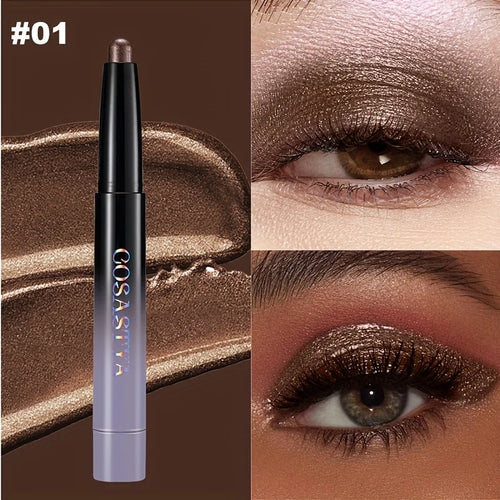 Brown Neutral Metal Eye Shadow Stick, Magic Color Cream Shimmer Crayon, Eye Whitening Stick, Highlight Pen, Eyeliner Pen